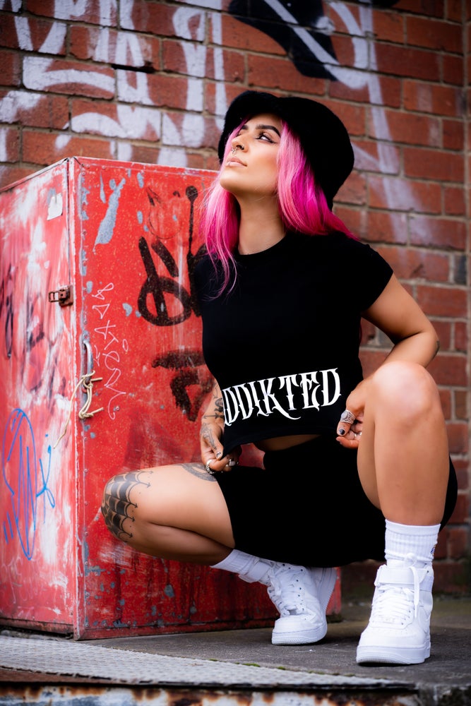 ATI Womens Crop - Black Tee (LGE Print)