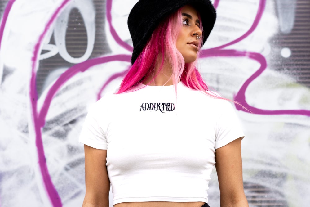 ATI Womens Crop - White Tee (SML Print)