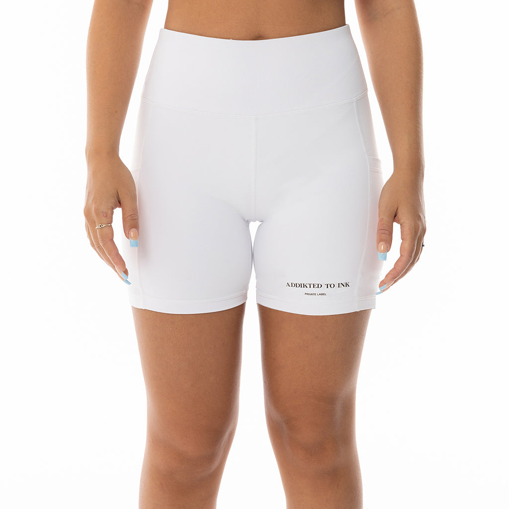 WHITE ATI BIKE SHORTS