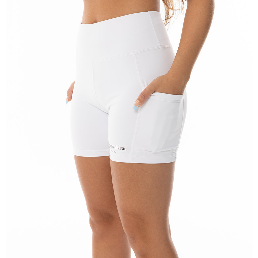 WHITE ATI BIKE SHORTS